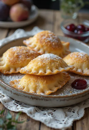 Čerstvo uvarené pirohy so slivkovým lekvárom, posypané opraženou strúhankou.